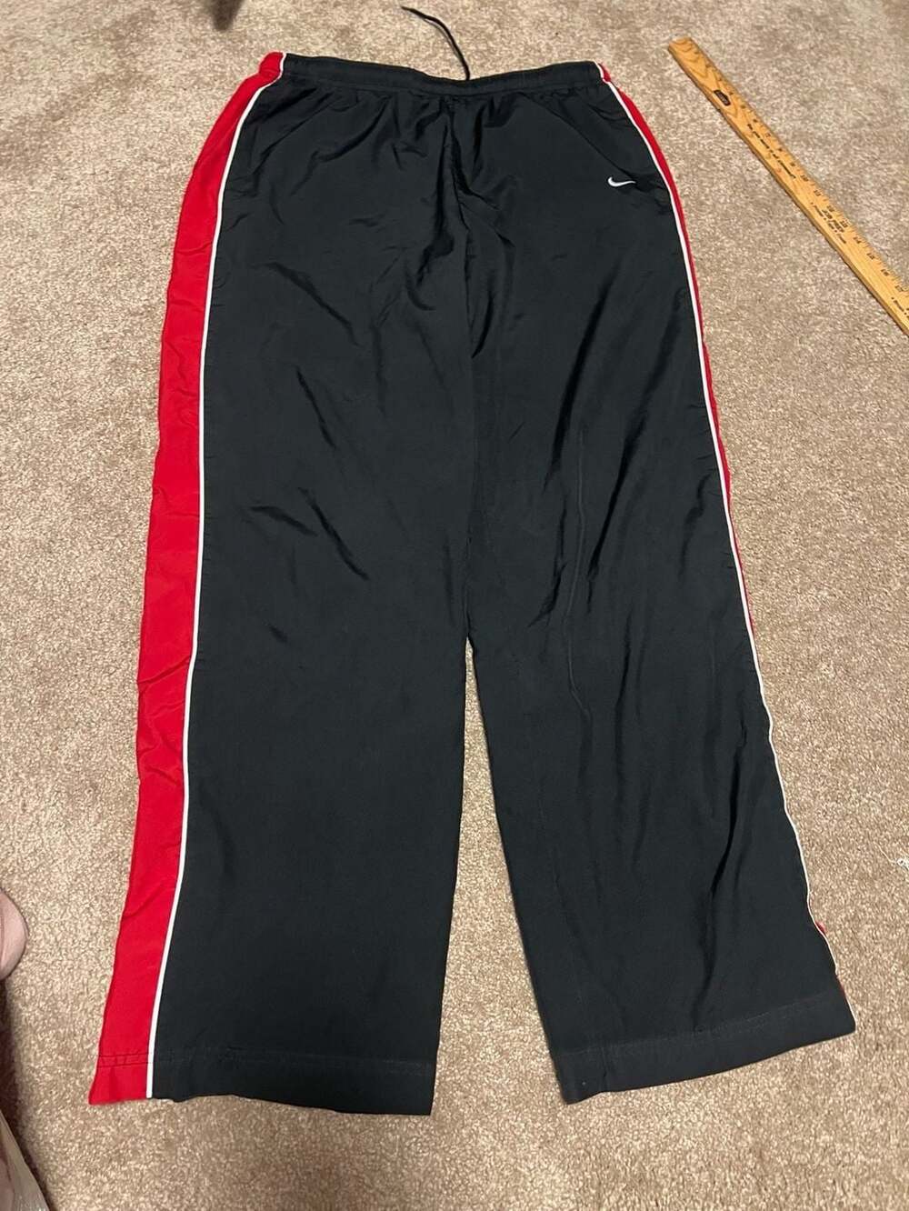 Nike Vintage Y2K Track Pants Size XL Black Red Piping